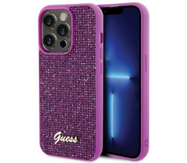 Guess Rhinestones Back Case - Apple iPhone 15 Pro (6.1") Fuchsia Paars