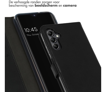 Selencia Echt Leren Bookcase Samsung Galaxy A14 (5G/4G) - Zwart