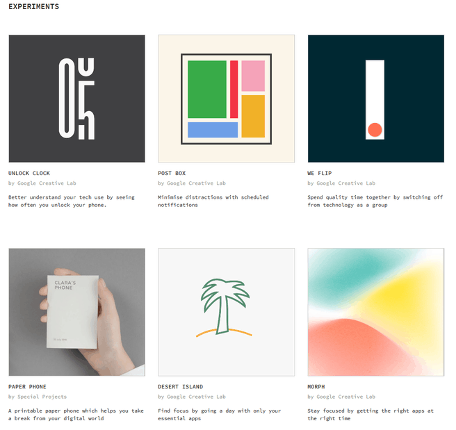 Digital Wellbeing Experiments
