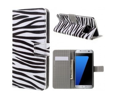 qMust Samsung Galaxy S7 edge Wallet Case - hoesje met stand - Zebra