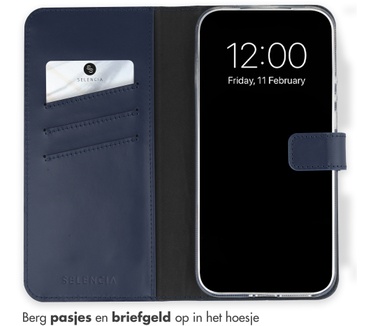 Selencia Echt Leren Bookcase Xiaomi 17 Ultra - Donkerblauw