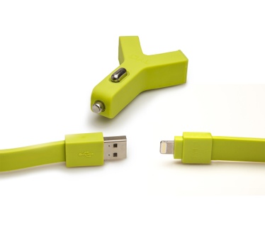 Tylt Autolader Y-charge 2.1 Syncable 2x USB Lighting Groen