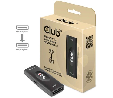 Club 3D CLUB3D CLUB3D DP 1.4 4K120HZ HDR ACTIVE REPEATER F/F Kabel adapter (CAC-1007) Zwart