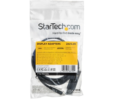 Startech.com USB-C naar DisplayPort 1.4 kabel bidirectioneel 2 m Zwart