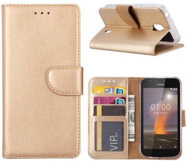 Luxe Lederen Bookcase hoesje voor de Nokia 1 - Goud (Nokia 1) Goud