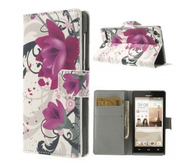 qMust Wallet Case met stand Huawei Ascend G6 3G (lotus flower)