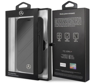 Mercedes-Benz New Organic Leather BookCase - iPhone X/XS - Zwart  Zwart