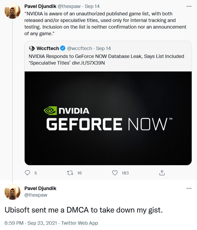 Pavel Djundik DMCA GFN list