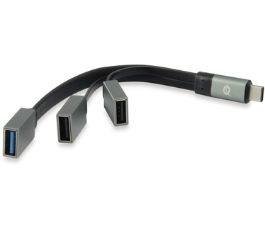 Conceptronic HUBBIES USB 3.1 Type-C to 1-Port USB 3.0 + 2-Port USB 2.0 Cable Hub, grey