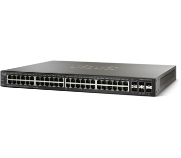 Cisco 500X Series Switch - 48-poorts + 4 SFP+ uplink poorten - Gigabit - Power over Ethernet - Layer 3 - Managed - stapelbaar