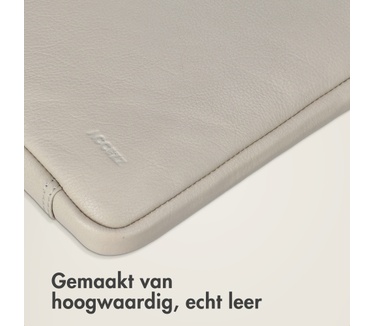 Accezz Leather Laptop hoes met rits 13-14 inch - Laptopsleeve - Beige