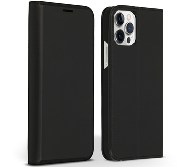 Accezz Premium Leather Slim Bookcase iPhone 12 (Pro) - Zwart
