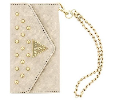 Guess Originele Studded Clutch Case hoesje - Crème voor de Apple iPhone 5 / 5S