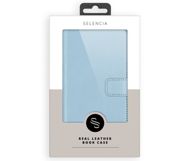Selencia Echt Lederen Bookcase Samsung Galaxy S20 FE - Lichtblauw