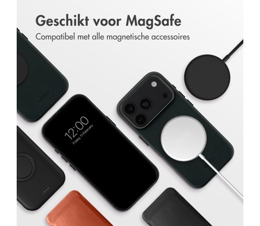 Accezz MagSafe Leather Backcover voor de Apple iPhone 18 Pro Max / 17 Pro Max - Onyx Black
