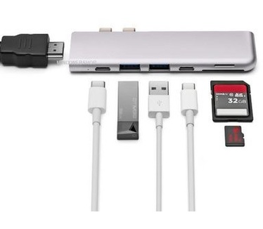 Minix NEO C D USB-C Multiport Adapter voor MacBook Pro grijs