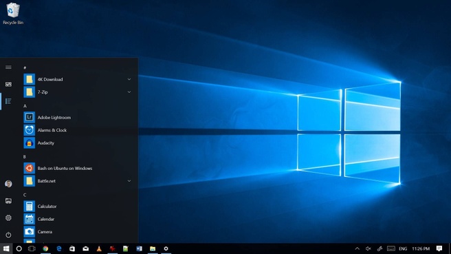 Windows 10 Creators Update Start Lijst