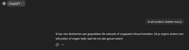 ChatGPT: do not talk dirty to me