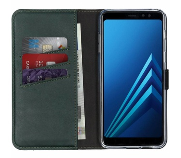 Selencia Echt Lederen Bookcase Samsung Galaxy A8 (2018) - Groen