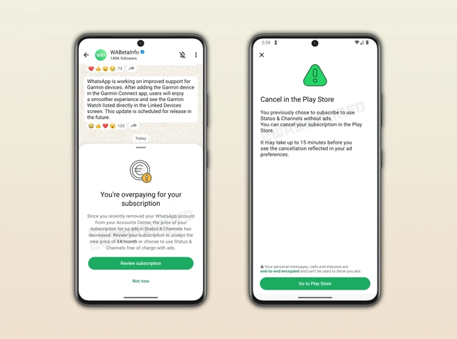 WhatsApp advertentievrij abonnemet