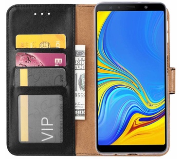 Luxe Lederen Bookcase hoesje voor de Samsung Galaxy A7 2018 - Zwart