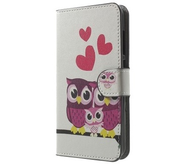 qMust Apple iPhone 7 Wallet Case - hoesje met stand - Owls & Hearts