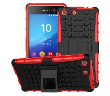 qMust Sony Xperia M5 Rugged Hybrid Case - Dual Protection - Red