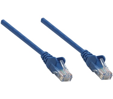 Intellinet Network Patch Cable, Cat6, 0.25m, Blue, Copper, S/FTP (cable foiled/twisted pair - all three pairs wrapped in braid shield), LSOH / LSZH (Low Smoke, no Halogen), PVC, RJ45 Male to RJ45 Male, Gold Plated Contacts, Snagless, Booted