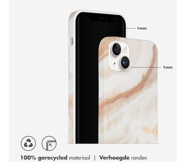Selencia Aurora Fashion Backcover iPhone 14 Plus - Duurzaam hoesje - 100% gerecycled - Wit Marmer