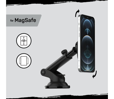 Otterbox OtterBox draadloos autodashboard en windschermbevestiging voor MagSafe, sterke magnetische uitlijning en bevestiging met MagSafe, gemakkelijk verstelbaar en veilig ontwerp, voor iPhone 14/iPhone 13/iPhone 12 Series, zwart