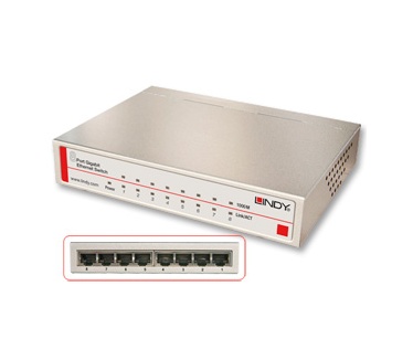 Lindy Network Switch - Gigabit, Desktop, 8 Port, 10/100/1000