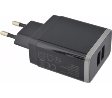 Mobiparts Wall Charger Dual USB 2.4A + Micro USB Cable Black